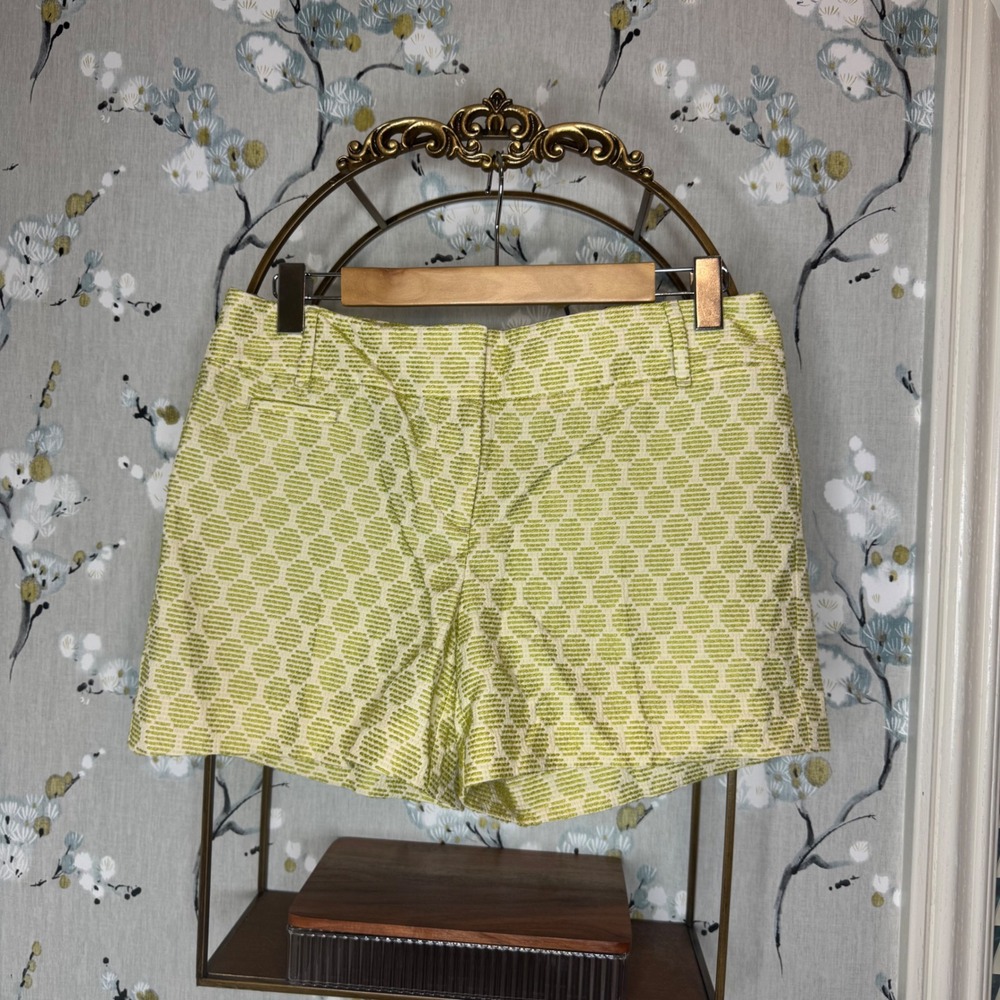 Ann Taylor LOFT Womens Lime Green Geometric Jacquard Shorts Size 4 Honeycomb
